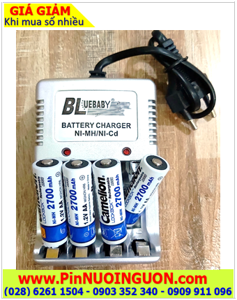 BlueBaby BL-05; Bộ sạc BL-05 kèm 4 pin sạc Camelion NH-AA2700LBP2 (AA2700mAh 1.2v)